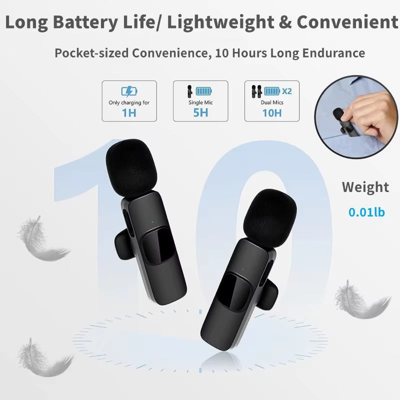 Wireless Microphone for Phone Pad Wireless Lavalier Microphone for Iphone Video Recording Live Streaming Mini MIC