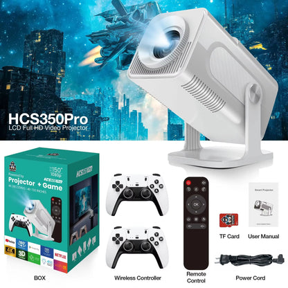 HCS350 Pro Game Consoles Projector WIFI Portable Intelligent Beamer Quad Core ARM Cortex-A53 Support GB PS1 PSP NES SFC Games